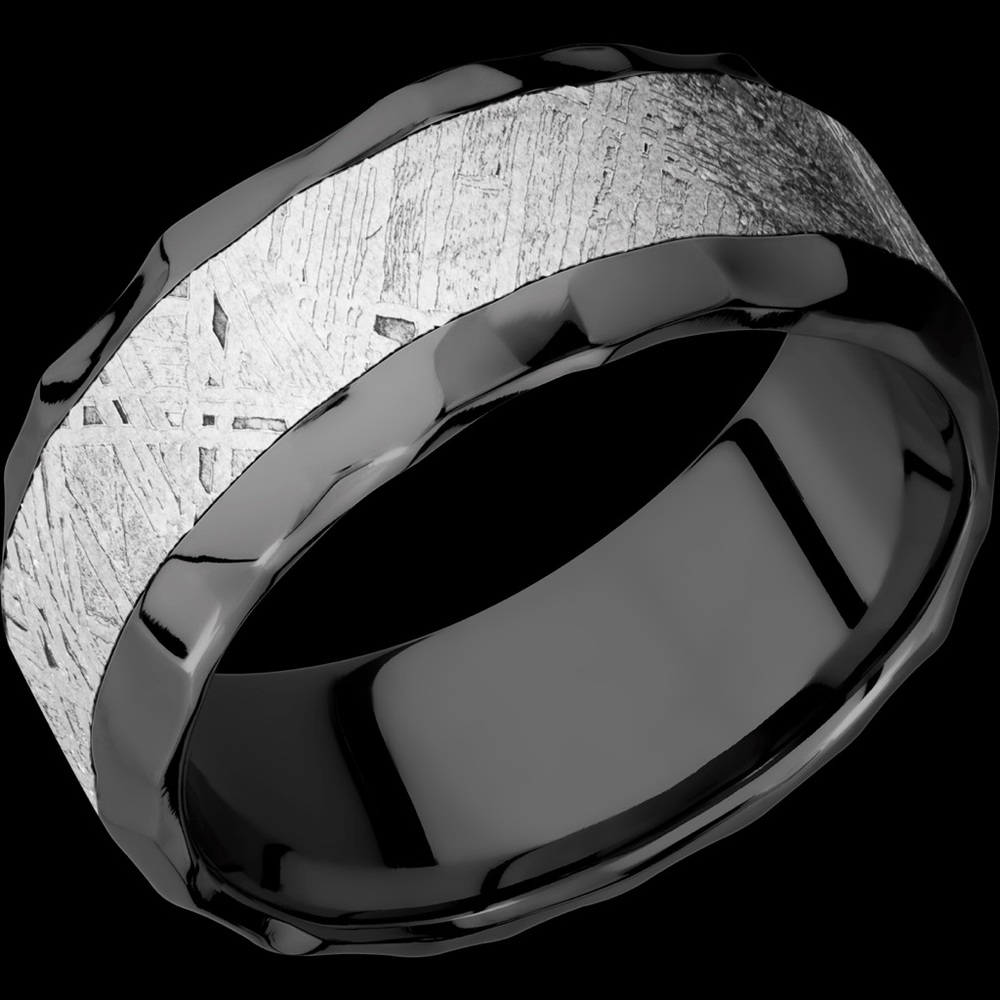 Black Zirconium band with Meteorite Inlay
